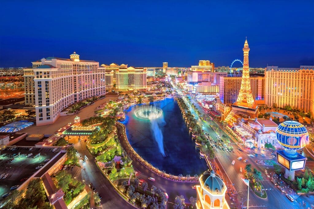 Paris in the Morning, The replica Eiffel Tower at Paris Las Vegas rises  into the morning sky., Las Vegas